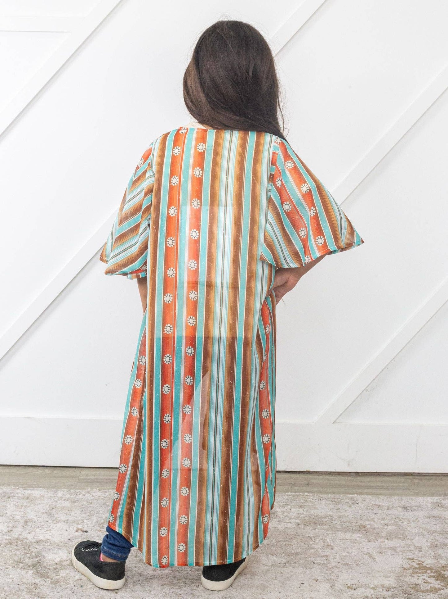 Girls' Squash Blossom Obsessed Turquoise Serape Kimono