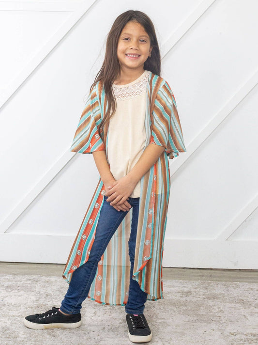 Girls' Squash Blossom Obsessed Turquoise Serape Kimono